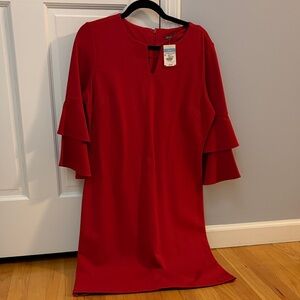 J. McLaughlin Vibrant Red Long Sleeve Dress, M